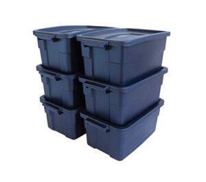 rubbermaid roughneck storage totes 3 gallons, durable stackable containers, great for off-season items, small storage needs, and more, 6-pack