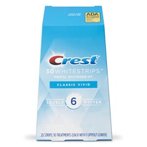 crest 3d whitestrips, classic vivid, teeth whitening strip kit, 20 strips (10 count pack)