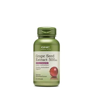 gnc herbal plus grape seed extract 500mg – extra strength, 60 capsules, provides antioxidant support