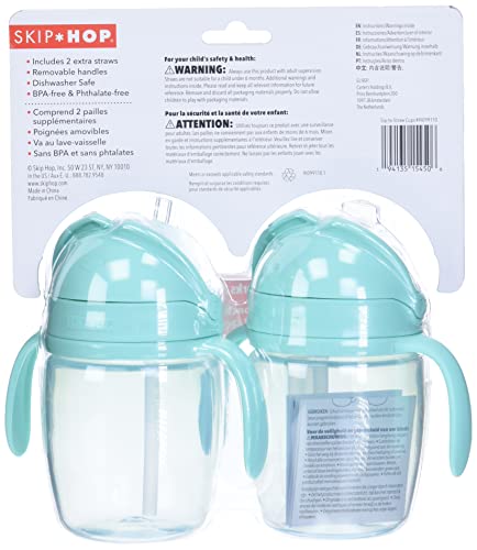 Skip Hop Toddler Sippy Cup, Sip-to-Straw, 2pack