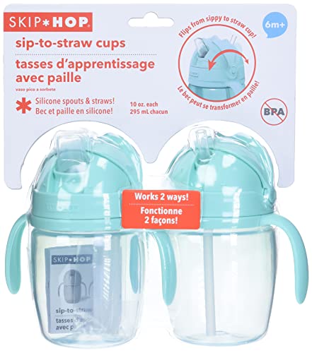 Skip Hop Toddler Sippy Cup, Sip-to-Straw, 2pack