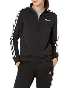 adidas women’s essentials 3-stripes tricot track jacket, black/white, medium