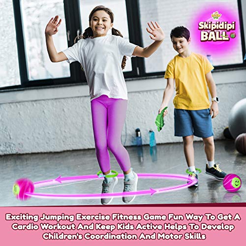 IPIDIPI TOYS Skip It Ankle Toy Pink Retro Skipit Toy Hopper Ball - Improve Coordination, Get Exercise The Fun Way - Playground Ball Best Retro Birthday Gift for Kids 5, 6, 7, 8, 9, 10, 11