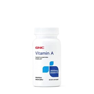 gnc vitamin a 3000mcg (10000iu), 180 softgels, promotes normal vision and healthy skin