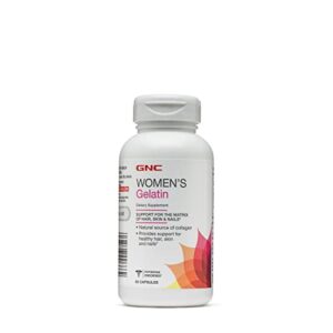 gnc women’s gelatin supplement |supports healthy hair, skin and nails |natural collagen source | 60 capsules