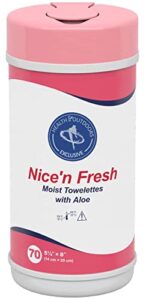 hao nice ‘n fresh moist towelettes refreshing skin cleansing wipes with aloe and lanolin (70 count) travel tub