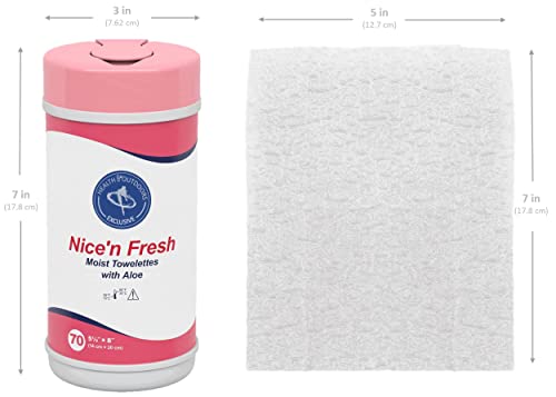 HAO Nice 'n Fresh Moist Towelettes Refreshing Skin Cleansing Wipes With Aloe and Lanolin (70 Count) Travel Tub