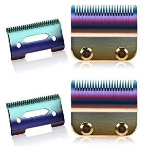 professional adjustable clippers blades, carbon steel hair clipper replacement blade for wahl 8148, wahl senior cordless clipper, wahl magic clipper, pack of 2 (taper rainbow)