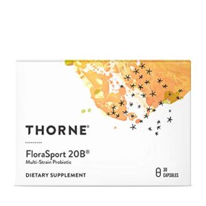 thorne florasport 20b probiotic supplement – 20 billion active cultures per capsule – nsf certified for sport – 30 capsules