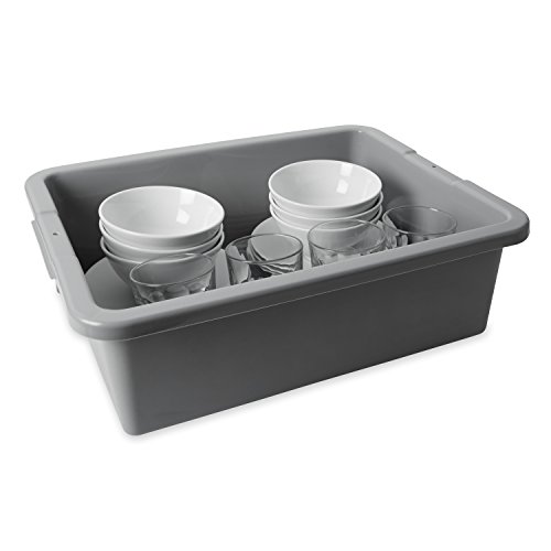 Rubbermaid Commercial Products Standard Bus/Utility Box, 7.125-Gallon, Gray, Heavy Duty Plastic Restaurant Tub/Dish Washing Box for Kitchen Organization/Storage, Plastic Box