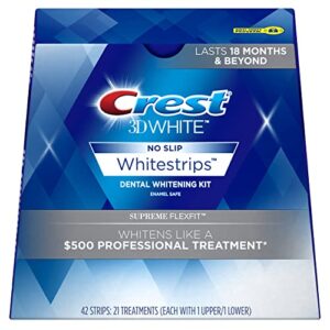 crest 3d whitestrips, supreme flexfit, teeth whitening strip kit, 42 strips (21 count pack)