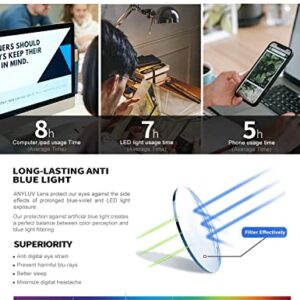 ANYLUV Blue Light Blocking Glasses Men Computer Gaming Glasses Rectangle Metal frame Anti Eyestrain UV400 Clear Lens