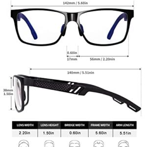 ANYLUV Blue Light Blocking Glasses Men Computer Gaming Glasses Rectangle Metal frame Anti Eyestrain UV400 Clear Lens