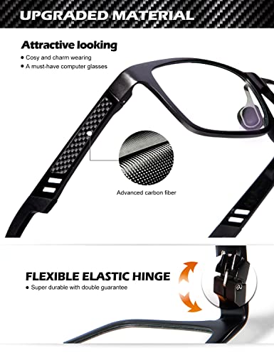 ANYLUV Blue Light Blocking Glasses Men Computer Gaming Glasses Rectangle Metal frame Anti Eyestrain UV400 Clear Lens