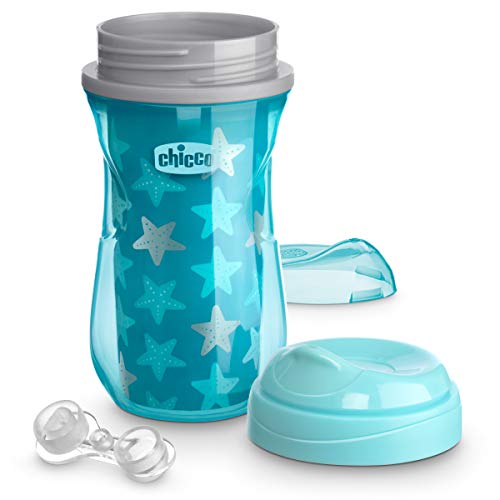 Chicco Insulated Rim Spout Trainer Spill Free Baby Sippy Cup 9 oz. - Two Pack, Blue/Teal