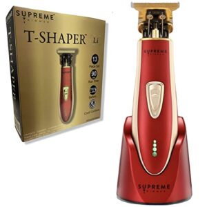 supreme trimmer hair trimmer st5220 beard trimmer for men, professional barber liner cordless hair clipper – red t-shaper li