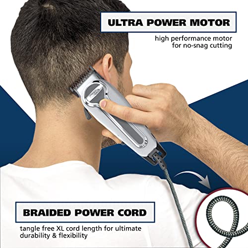 Wahl USA Pro Series Premium Combo Corded Clipper and Cordless Trimmer Kit for Hair Clipping & Beard Trimming with Free Barbers Shears - Model 79804