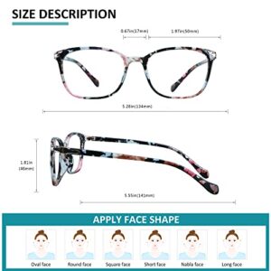 VisionGlobal Blue Light Blocking Glasses for Women, Anti Eyestrain, Computer Reading, TV Glasses, Stylish Square Frame, Anti Glare(No Magnification)