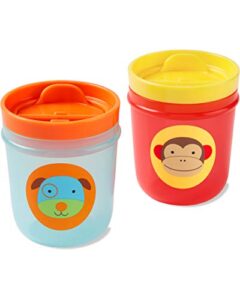 skip hop toddler sippy cup, zoo tumbler cups, 2 pack, monkey/dog