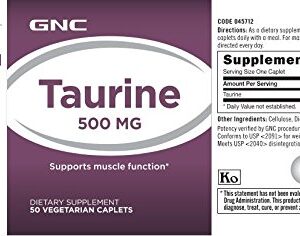 GNC Taurine Capsules 500 mg - 50 Vegetarian Caplets