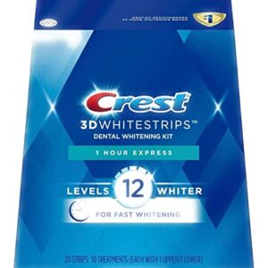 Crest 3D Whitestrips, 1 Hour Express, Teeth Whitening Strip Kit, 20 Strips (10 Count Pack)