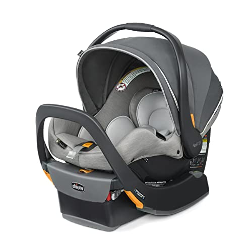 Chicco KeyFit® 35 Zip ClearTex® Infant Car Seat and Base, Rear-Facing Seat for Infants 4-35 lbs, Infant Head and Body Support, Zip-Open Privacy Shield, Compatible with Chicco Strollers | Ash/Grey