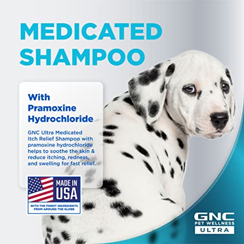 GNC Ultra Medicated Itch Relief Shampoo,16oz | Soothing Shampoo for Dogs with Oats & Pramoxine Hydrochloride | Moisturizing Shampoo for Dogs Medicated Itch Relief,FF13849