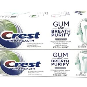 Crest Pro-Health Gum and Breath Purify, Healthy White Toothpaste with Fluoride, Fresh Mint, 4.1 oz (Pack of 2)