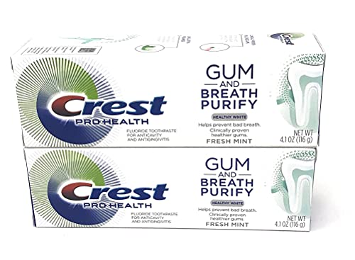 Crest Pro-Health Gum and Breath Purify, Healthy White Toothpaste with Fluoride, Fresh Mint, 4.1 oz (Pack of 2)