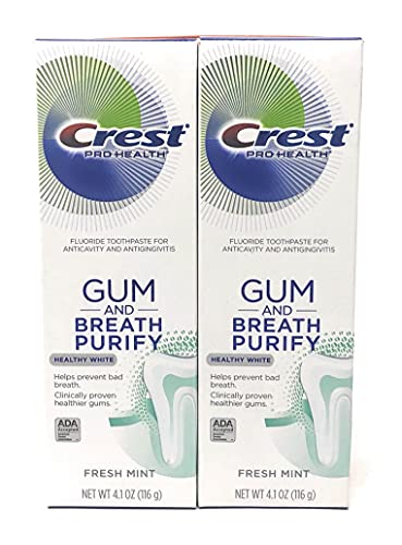 Crest Pro-Health Gum and Breath Purify, Healthy White Toothpaste with Fluoride, Fresh Mint, 4.1 oz (Pack of 2)