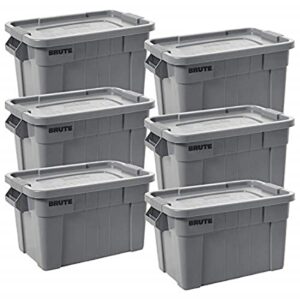 rubbermaid commercial products brute tote storage container with lid, 20- gallon, gray (fg9s3100gray)