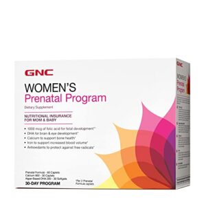 gnc women’s prenatal program | daily supplement system | supports healthy development for your baby with zinc & iron for fetal needs | targeted prenatal and pregnancy essentials | 30 packs