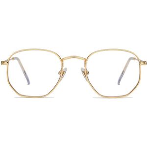 sojos small blue light blocking glasses hexagonal eyeglasses frame anti blue ray glasses one and only sj5036 with gold frame/anti-blue light lens