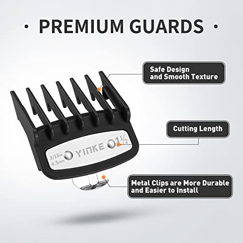 Yinke Clipper Guards Professional for Wahl Clippers Trimmers with Metal Clip and Organizer-10 Cutting Lengths from 1/16”to 1”(1.5-25mm) Fits Most Size Wahl Include Premium Holder Stand (10 Pack)