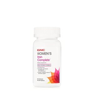 gnc women’s iron complete multivitamin, 60 caplets, enhances ability to absorb iron