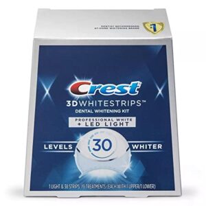 crest 3d whitestrips professional white with hydrogen peroxide + led light teeth whitening kit – 19 treatments