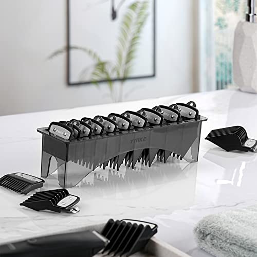 Yinke Clipper Guards Premium Kit for Wahl Clippers Trimmers with Metal Clip - 10 Cutting Lengths from 1/16” to 1” (1.5-25mm) Fits Most Size Wahl Clippers with Include Holder Organization (Black 10)