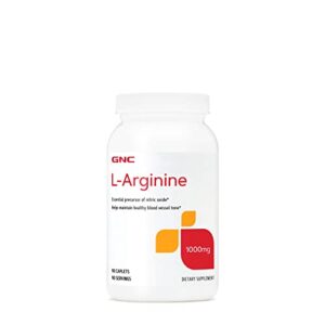 gnc l-arginine 1000mg, 90 caplets, increases nitric oxide production
