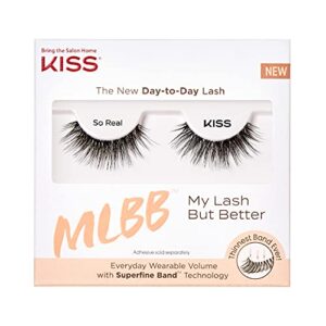 kiss mlbb my lash but better everyday wearable volume false eyelashes with superfine band technology, easy to apply, reusable, cruelty-free, contact lens friendly, style so real, 1 pair