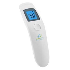 amplim no touch forehead thermometer – non-contact digital infrared thermometer – medical grade, hygienic, accurate, instant read, touchless thermometer for adults, kids, and baby – fsa hsa eligible