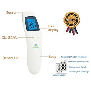 Amplim No Touch Forehead Thermometer - Non-Contact Digital Infrared Thermometer - Medical Grade, Hygienic, Accurate, Instant Read, Touchless Thermometer for Adults, Kids, and Baby - FSA HSA Eligible