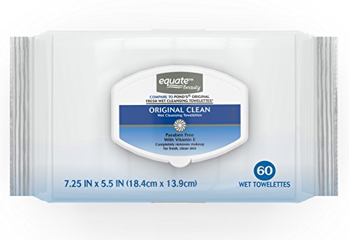 Equate Original Clean Facial Cleansing Towelettes 120 Total (compare to Pond's Original Fresh) 60 Ct Twin Pack packaging may vary