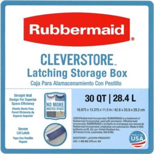 Rubbermaid Cleverstore Clear 30 Qt/7.5 Gal, Pack of 6 Stackable Plastic Storage Containers with Durable Latching Clear Lids, Visible Storage, Great for Closet, Laundry, and Kitchen