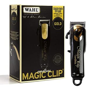 WAHL Magic Clip Gold & Black & Limited Edition Hair clipper Professional Cordless Made in USA- With 8 combs