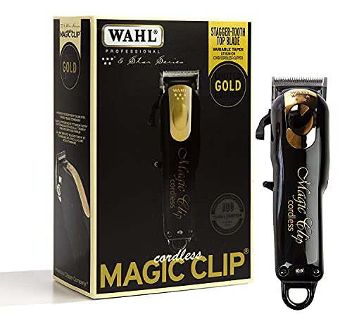 WAHL Magic Clip Gold & Black & Limited Edition Hair clipper Professional Cordless Made in USA- With 8 combs