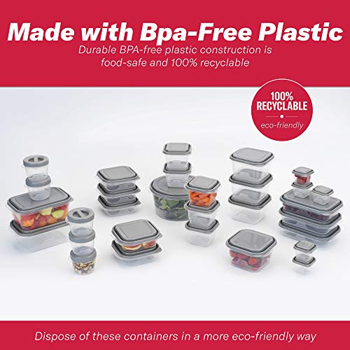 GoodCook EveryWare Set of 30 BPA-Free Plastic Food Storage Containers with Lids (60 Pieces Total), Clear/Grey