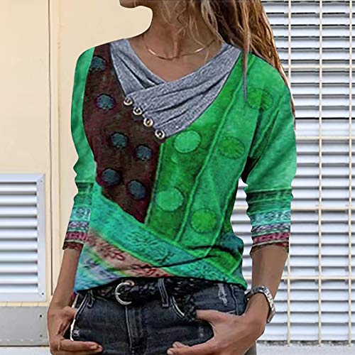 Women's Drop Long Sleeve Sweatshirt Tops Casual Crewneck Tunic Sweartshirts with Side Slits Womens Tops for Over 60 Green