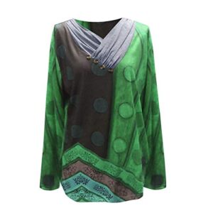 Women's Drop Long Sleeve Sweatshirt Tops Casual Crewneck Tunic Sweartshirts with Side Slits Womens Tops for Over 60 Green