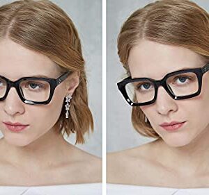 FEISEDY Classic Square Eyewear Non-prescription Thick Glasses Frame for Women B2461