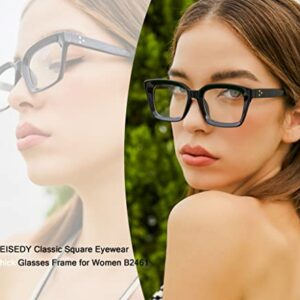 FEISEDY Classic Square Eyewear Non-prescription Thick Glasses Frame for Women B2461